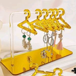(9) PIECE YELLOW ACRYLIC JEWELRY "CLOTHING RACK" DESIGNED EARRING/JEWERY RACK